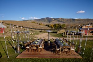 A beautiful setting for dinner at 4 Eagle Ranch in Wolcott. Event planned by DSC, photo by Gaston Photography.