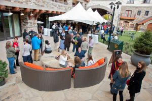 Receptions like this one on Madeline Hotel and Residences' patio during the Colorado Governor's Tourism Conference are perfect places for selfie stations.