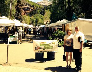 Checking out the Telluride Farmer's Market with a chef from Madeline Hotel & Residences Telluride. Courtesy of Beth Buehler.