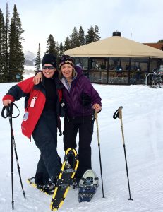 Snowshoeing to the Umbrella Bar during Full Moon at Ten Peaks at Crested Butte Mountain Resort. Courtesy Beth Buehler.