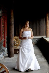 Rustic elegance can include a bride wearing cowboy boots. Courtesy Devil's Thumb Ranch.